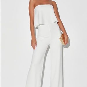 What Lovers Do White Strapless Jumpsuit 🤍